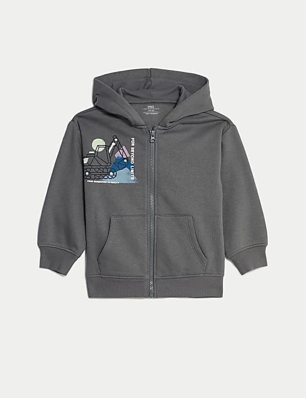 Cotton Rich Digger Zip Hoodie (2-8 Yrs) - CY