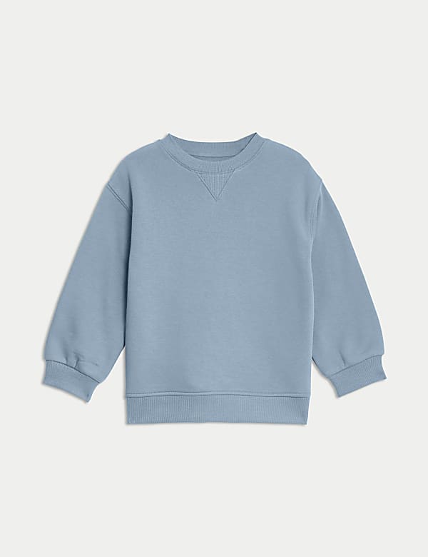 Cotton Rich Plain Sweatshirt 2 8 Yrs STEEL BLUE Sweatshirts M S CY