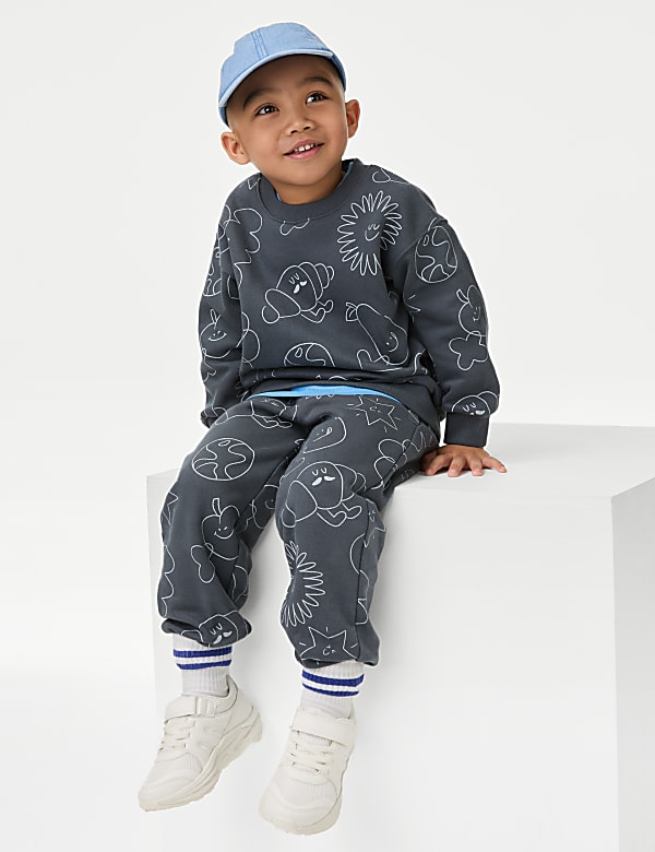 Cotton Rich Doodle Print Sweatshirt (2-8 Yrs) - GR