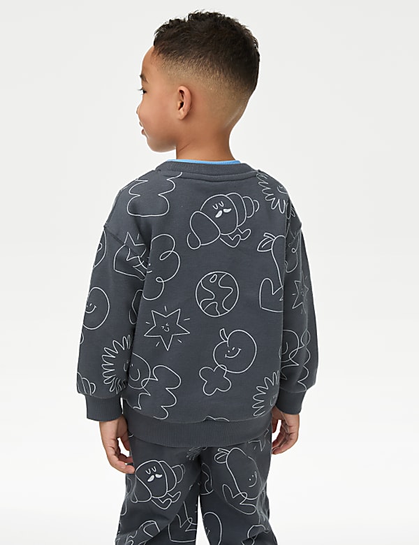 Cotton Rich Doodle Print Sweatshirt (2-8 Yrs) - GR