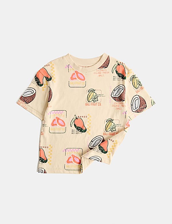Pure Cotton Tropical Fruit Print T-Shirt (2-8 Yrs)