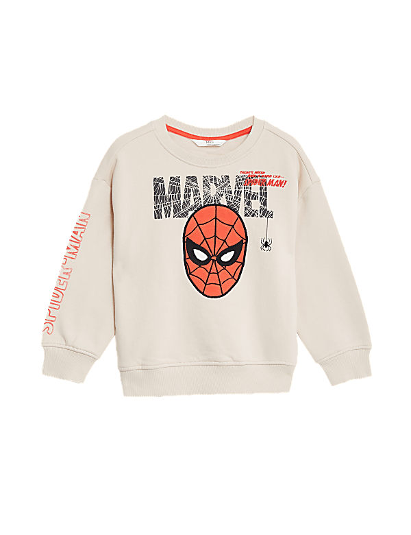 Buy Cotton Rich Spider Man Sweatshirt 2 8 Yrs at Marks Spencer