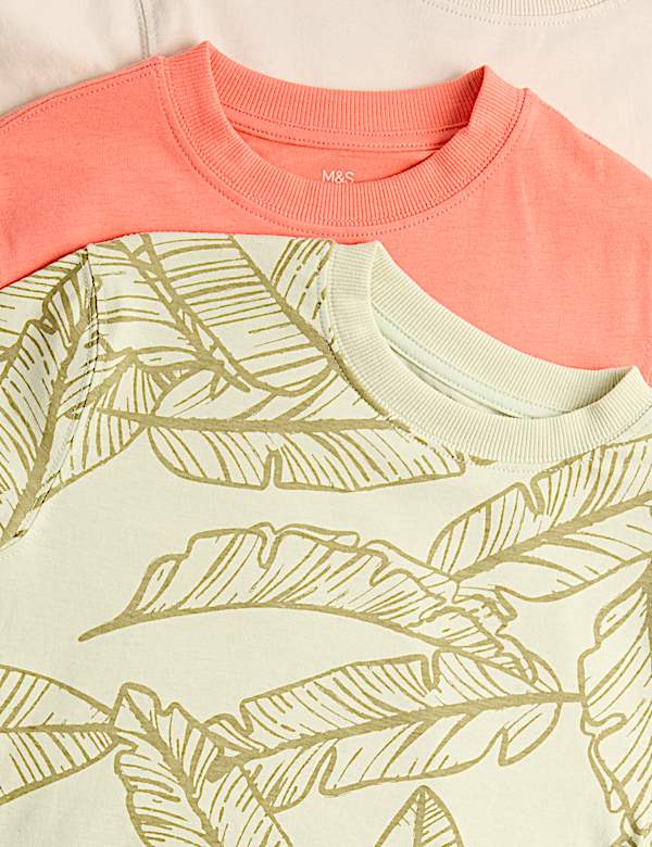 5 Pack Pure Cotton Palm Tree Print T-Shirts (2-8 Yrs)