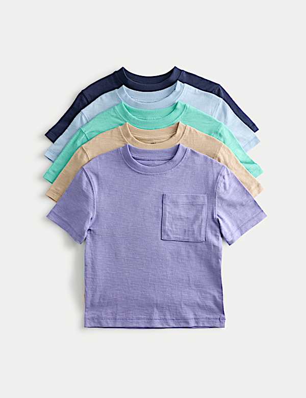 5 Pack Pure Cotton Short Sleeve T-Shirts (2-8 Yrs)