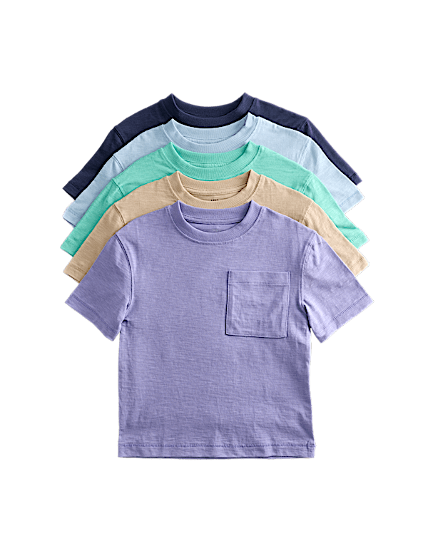 5 Pack Pure Cotton Short Sleeve T-Shirts (2-8 Yrs)