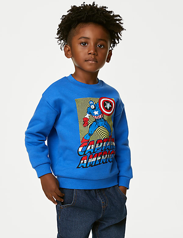 Buy Cotton Rich Captain America Sweatshirt 2 8 Yrs at Marks Spencer