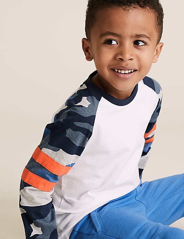 Pure Cotton Raglan Camouflage Top (2-7 Yrs)