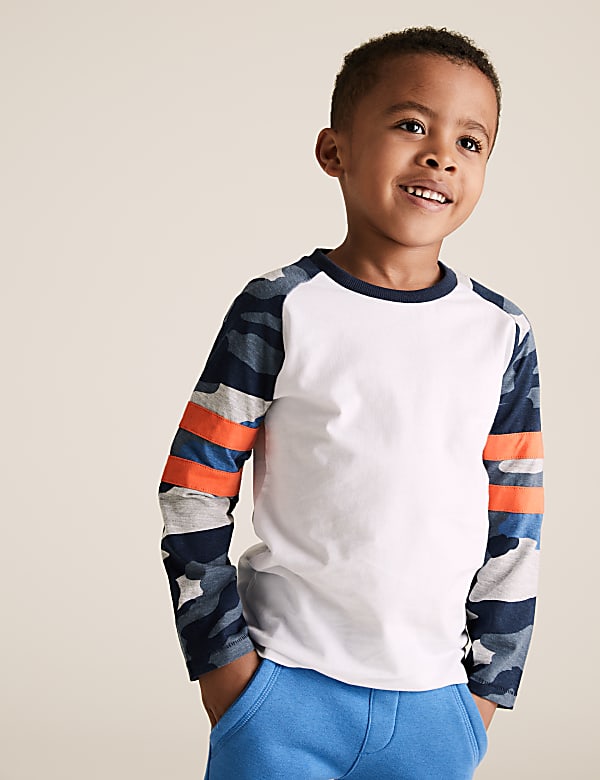 Pure Cotton Raglan Camouflage Top (2-7 Yrs)