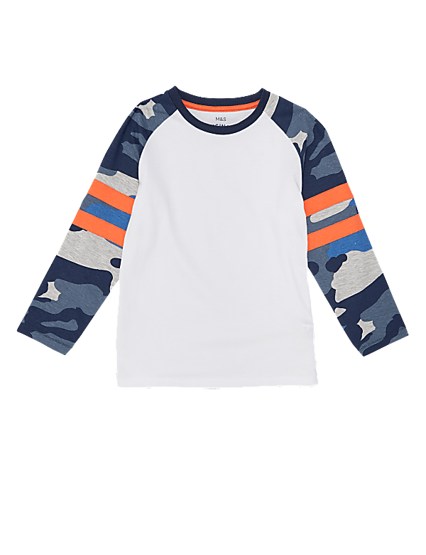 Pure Cotton Raglan Camouflage Top (2-7 Yrs)