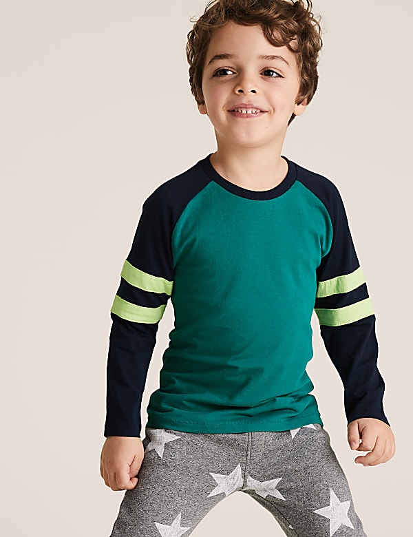 Pure Cotton Raglan Colour Block Top