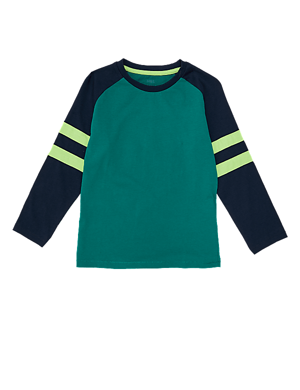 Pure Cotton Raglan Colour Block Top