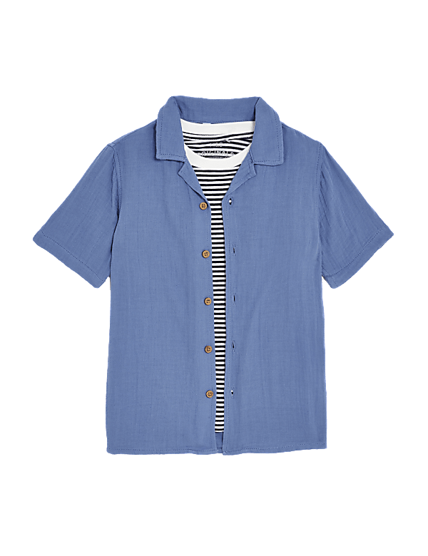 2pc Pure Cotton Shirt & T-Shirt Set (2-8 Yrs)