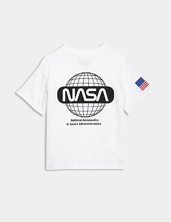 Zuiver katoenen T shirt met NASA motief 2 8 jaar WHITE MIX T shirts M S BE