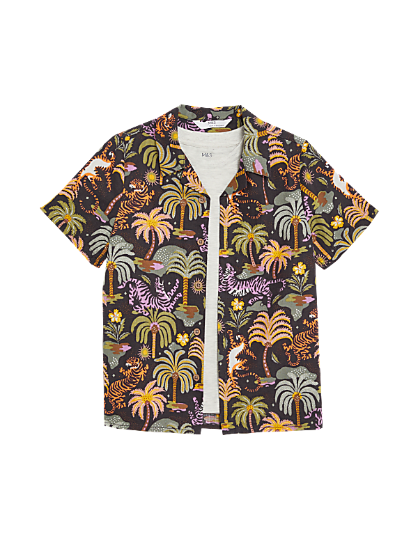 2pc Cotton Rich Safari Shirt & T-Shirt Set (2-8 Yrs)