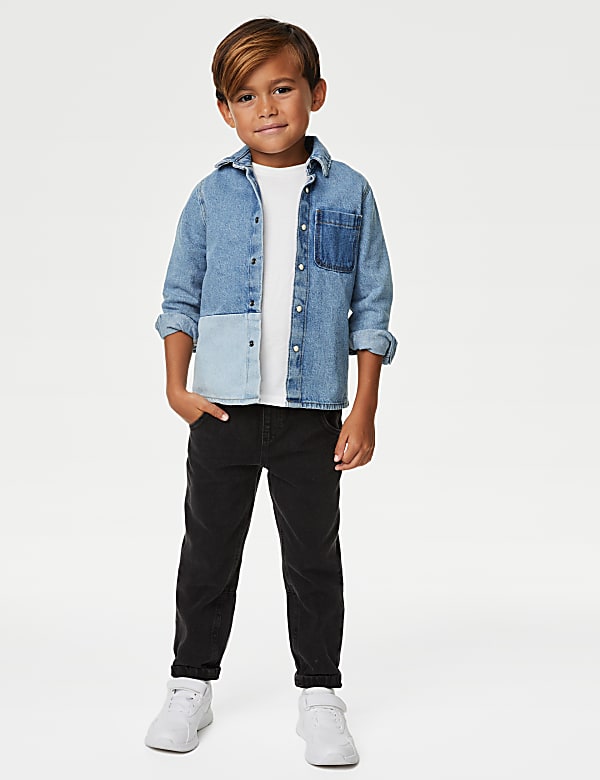 ensemble 2 pieces chemise en Jean et t shirt du 6 au 2 8 ans DENIM Chemises M S CH