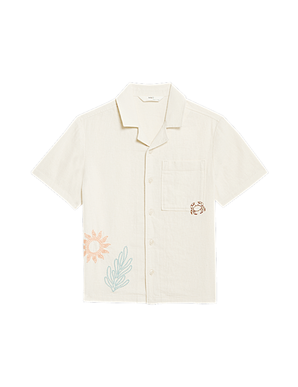 Linen Rich Embroidered Shirt (2-8 Yrs)