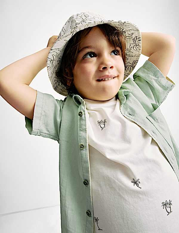 2-delige set met overhemd en T-shirt van katoen en linnen (2-8 jaar) - BE