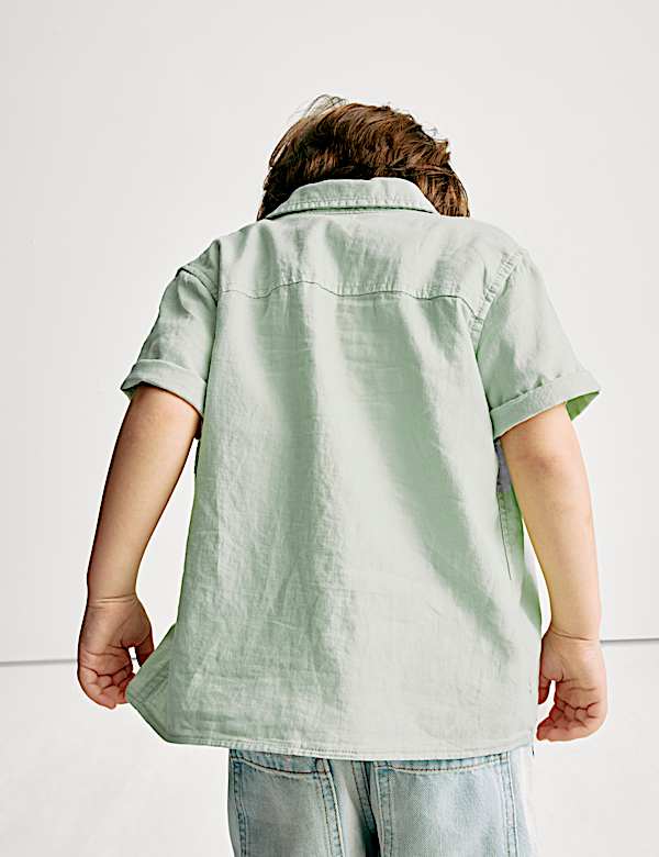 2pc Cotton Linen Shirt and T-Shirt Set (2-8 Yrs)