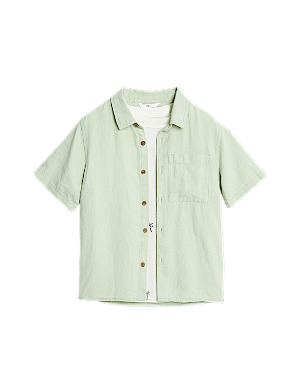 2pc Cotton Linen Shirt and T-Shirt Set (2-8 Yrs)