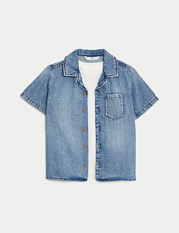 Ensemble 2 pièces avec t-shirt et chemise en jean (du 2 au 8 ans) - BE