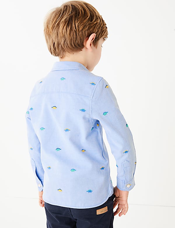 Cotton Embroidered Dinosaur Shirt (2-7 Yrs)