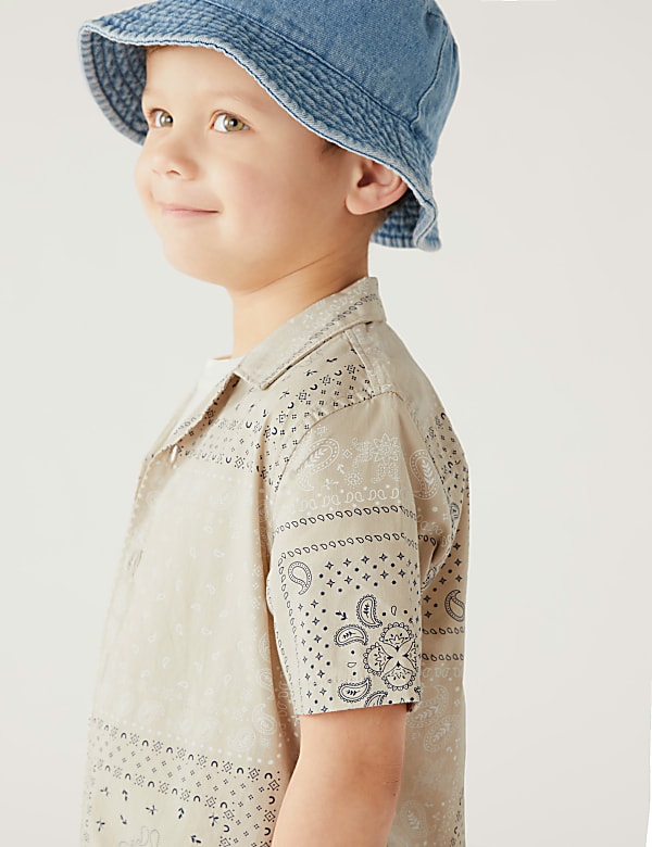 2pc Pure Cotton Printed Shirt & T-Shirt Set