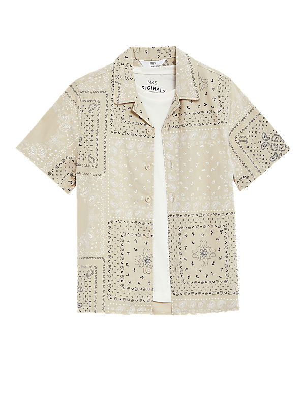 2pc Pure Cotton Printed Shirt & T-Shirt Set
