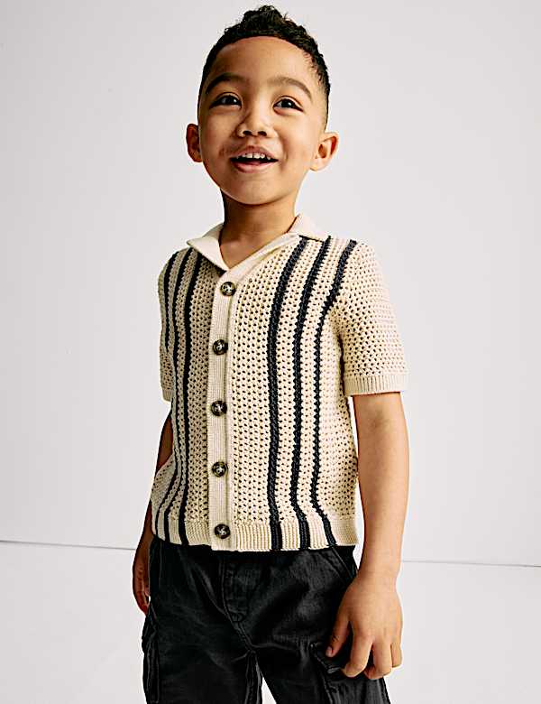 Pure Cotton Border Knitted Shirt (2-8 Yrs) - RS