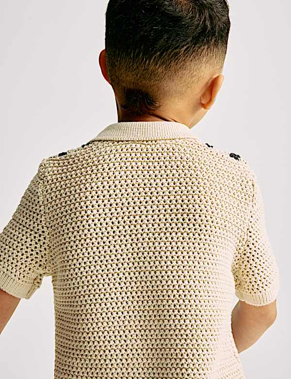 Pure Cotton Border Knitted Shirt (2-8 Yrs) - RS