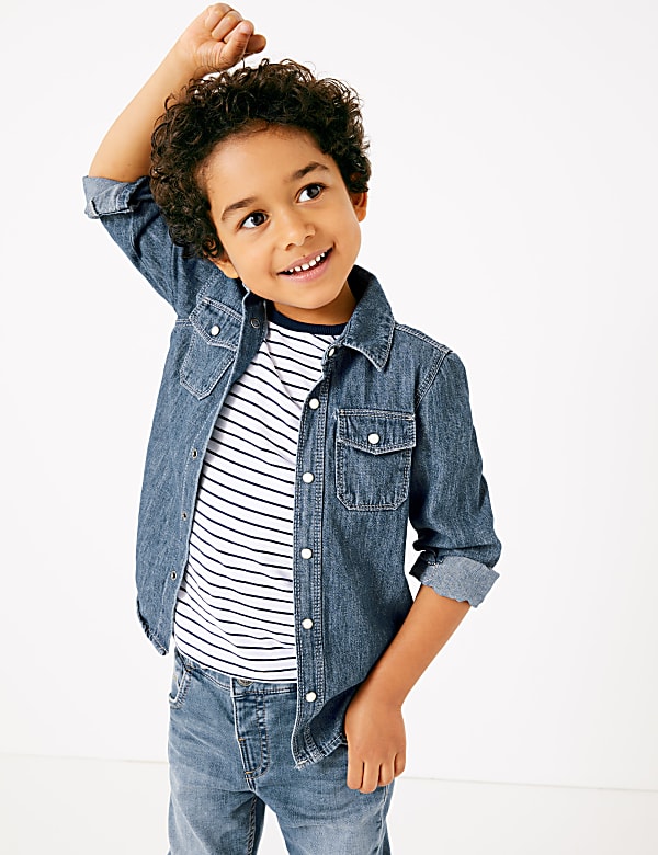 2 Piece Denim Shirt with Striped T-Shirt (2-7 Yrs)