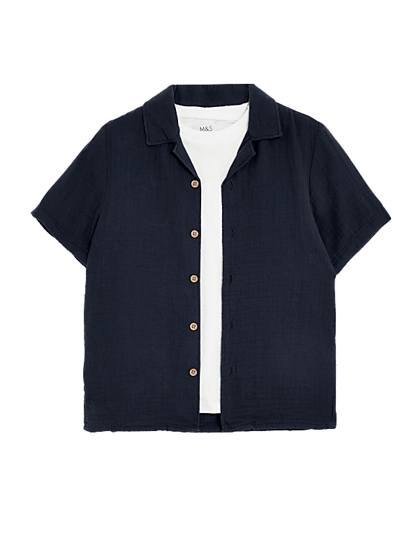2pc Pure Cotton Shirt & T-Shirt Set