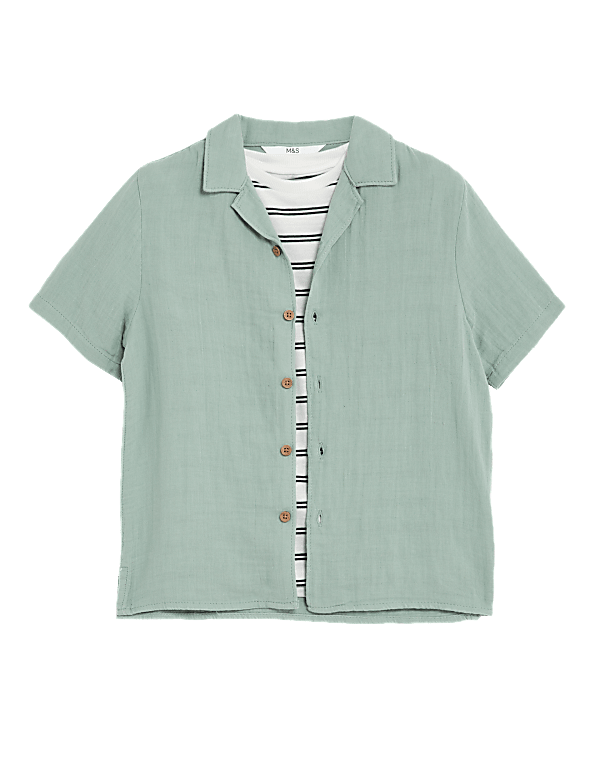 2pc Pure Cotton Shirt & T-Shirt Set