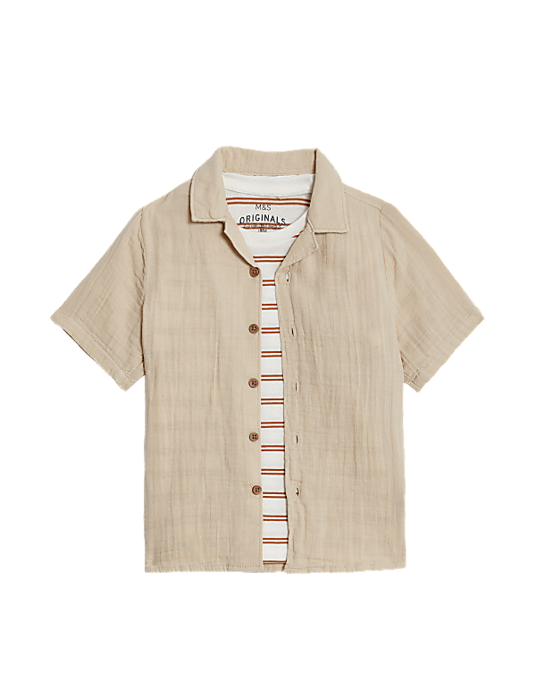2pc Pure Cotton Shirt & T-Shirt Set