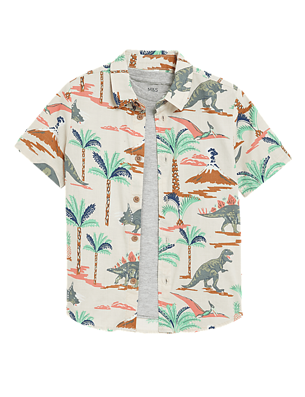 2pc Pure Cotton Dinosaur Shirt and T-Shirt (2-7 Yrs)