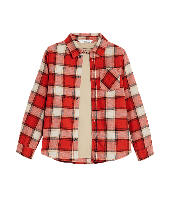 Pure Cotton Checked Shirt and T-Shirt (2-8 Yrs)
