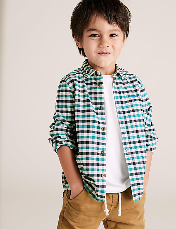 Pure Cotton Gingham Checked Shirt (2-7 Yrs)