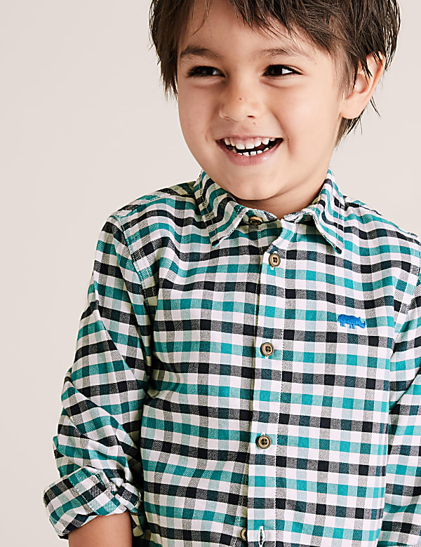 Pure Cotton Gingham Checked Shirt (2-7 Yrs)