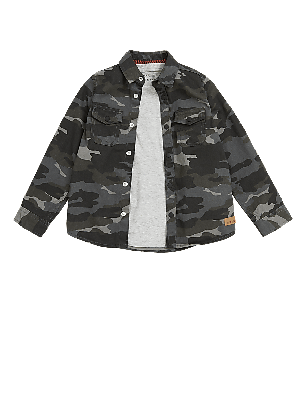 Cotton Camouflage Shirt & T-Shirt Set (2-7 Yrs)