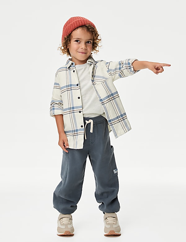2pc Pure Cotton Checked Shirt & T-Shirt Set (2-8 Yrs) - HR