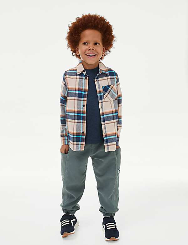 2pc Pure Cotton Checked Shirt & T-Shirt Set (2-8 Yrs)