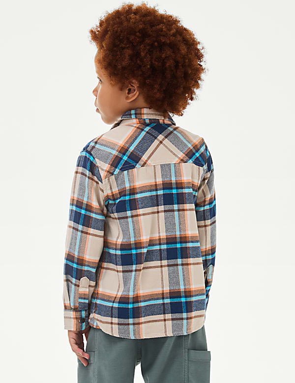 2pc Pure Cotton Checked Shirt & T-Shirt Set (2-8 Yrs)