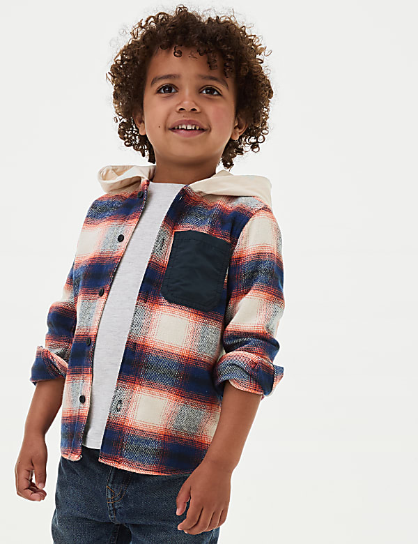 Cotton Rich Checked Shirt & T-Shirt Set (2-8 Yrs)