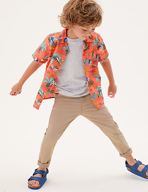 2pc Pure Cotton Tropical Shirt and T-Shirt (2-7 Yrs)