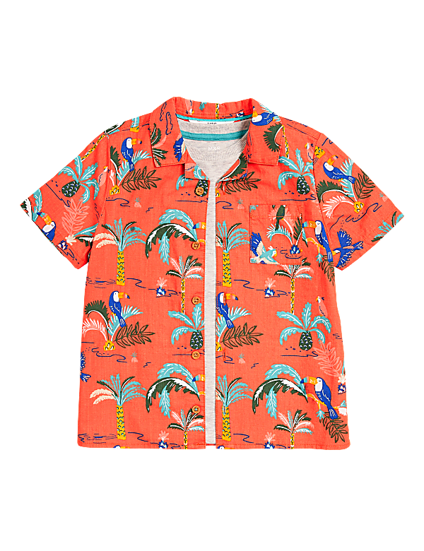 2pc Pure Cotton Tropical Shirt and T-Shirt (2-7 Yrs)