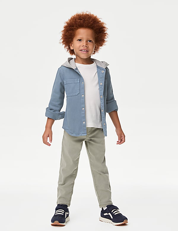 Cotton Rich Hooded Shirt & T-Shirt Set (2-8 Yrs) - GR