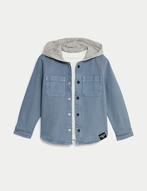 Cotton Rich Hooded Shirt & T-Shirt Set (2-8 Yrs) - GR