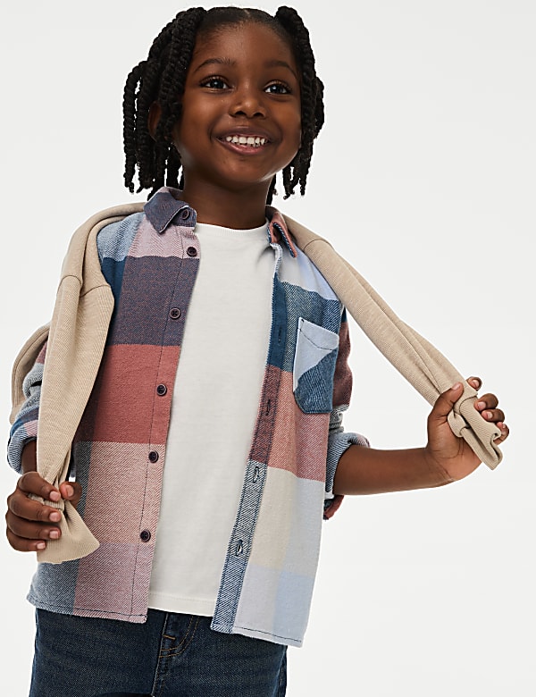 2pc Cotton Rich Checked Shirt & T-Shirt Set (2-8 Yrs) - US