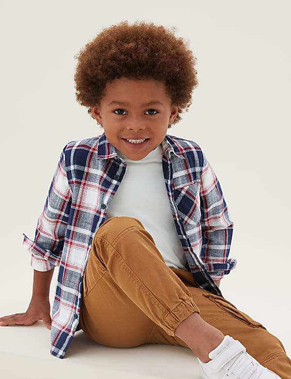2pc Pure Cotton Check Shirt and T-Shirt (2-7 Yrs)