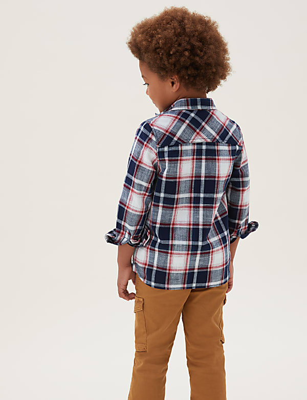 2pc Pure Cotton Check Shirt and T-Shirt (2-7 Yrs)