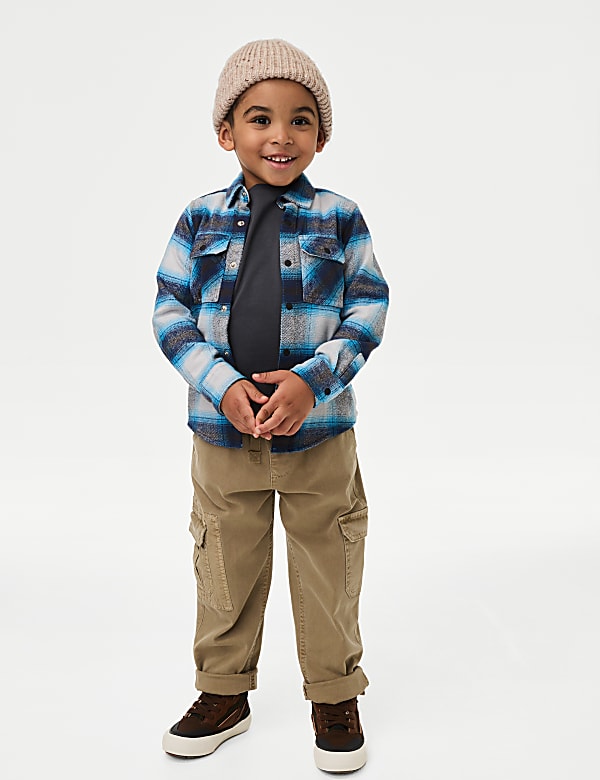 2pc Cotton Rich Checked Shirt & T-Shirt Set (2-8 Yrs) - JP